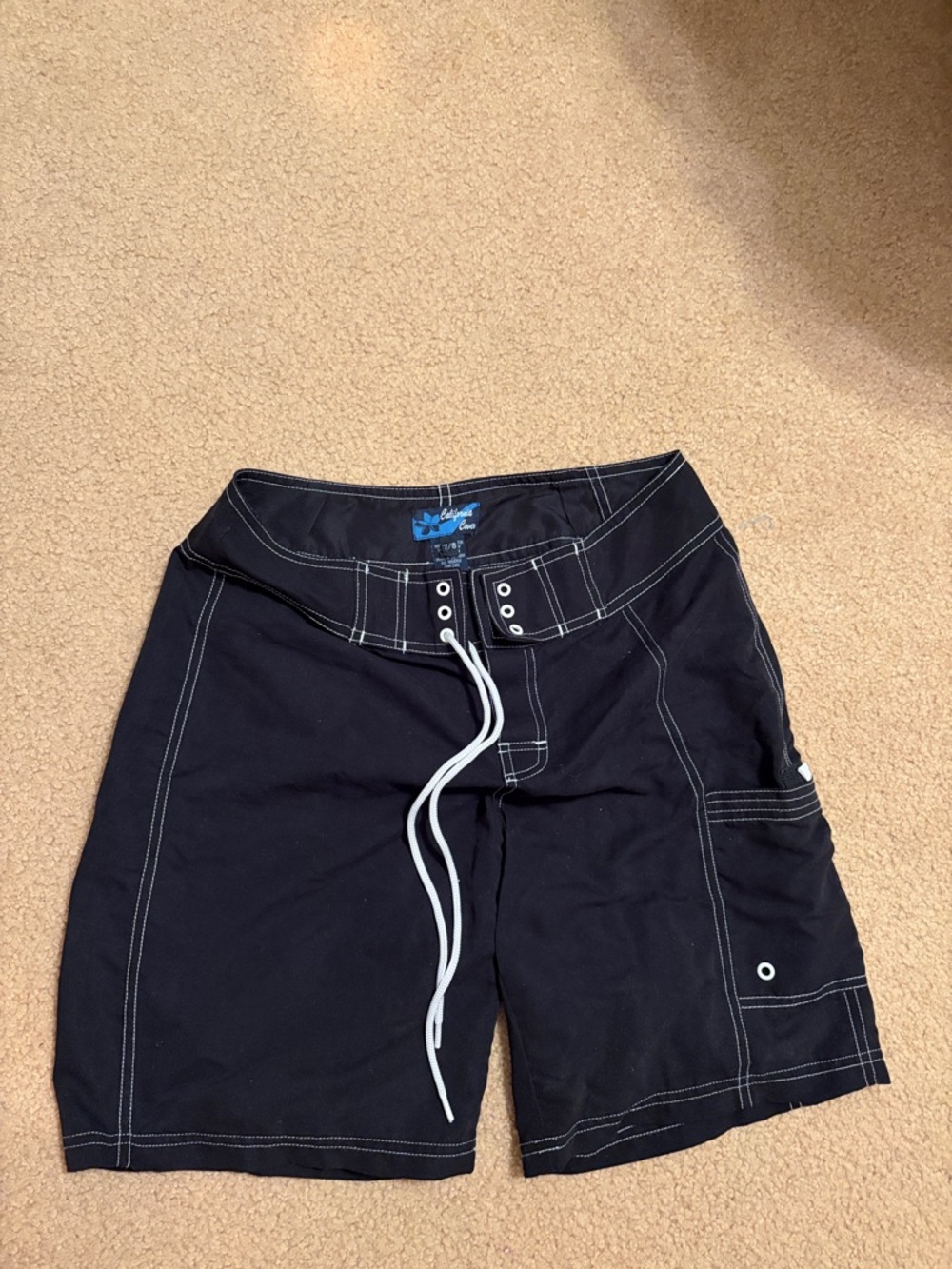 Black Women's Cover-up Swim Shorts with Contrast Stitching